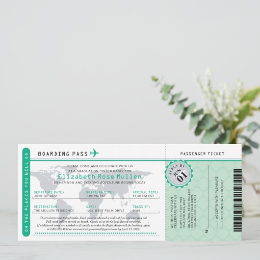 Invitation Graduation World Traveller Boarding Pass Invitatio (Debout devant)