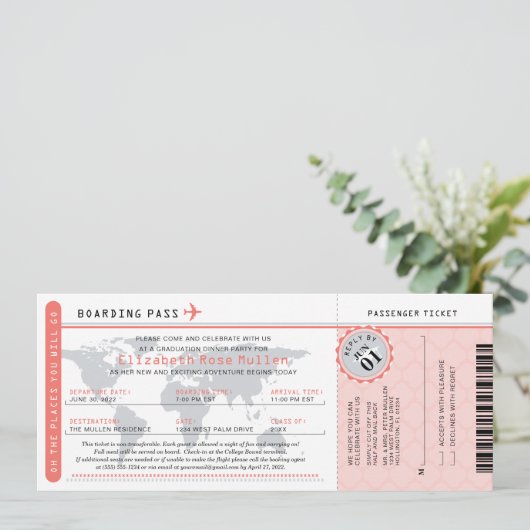 Invitation Graduation World Traveller Boarding Pass Invitatio (Debout devant)