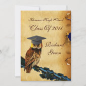 Invitation GRADUCATION OWL PARCHMENT WAX SEAL MONOGRAM Felt (Devant)