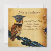 Invitation GRADUCATION OWL PARCHMENT WAX SEAL MONOGRAM Felt (Dos)