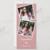 Invitation Gradué 4 Photo Dusty Rose Graduation Party (Dos)