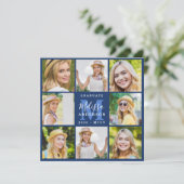 Invitation Gradué 8 Photo Collage Marine Blue Graduation (Debout devant)