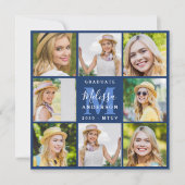 Invitation Gradué 8 Photo Collage Marine Blue Graduation (Devant)