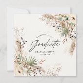 Invitation Gradué faveur pampas eucalyptus élégant script (Devant)