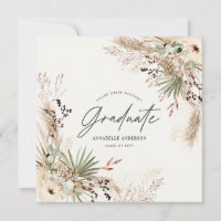 Gradué faveur pampas eucalyptus élégant script