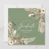 Invitation Gradué faveur pampas eucalyptus sauge photo verte (Devant)