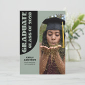 Invitation Gradué moderne Green Arch & Photo Grad Party (Debout devant)