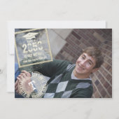 Invitation Gradué Photo Moderne Cool d'or Grad Timbre QR Code (Devant)