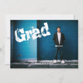 Invitation Graduel photo Graffiti personnalisé gris foncé (Devant)