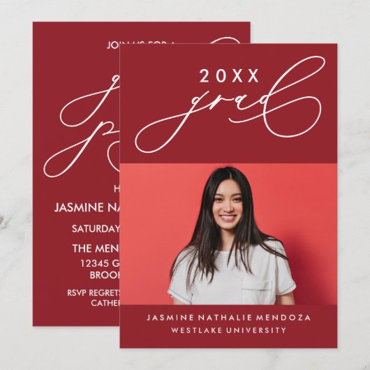 INVITATION GRADUELLE DE CALLIGRAPHIE WHIMSIQUE (Devant / Derrière)