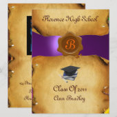 Invitation GRADUM MODÈLE PHOTO PARCHEMENT Cire Sceau (Devant / Derrière)