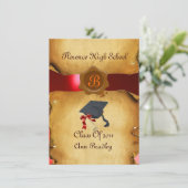 Invitation GRADUM MODÈLE PHOTO PARCHEMENT rouge Cire Sceau (Debout devant)