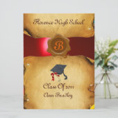 Invitation GRADUM MODÈLE PHOTO PARCHEMENT rouge Cire Sceau (Debout devant)