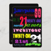 Invitation Graffiti 21ème sur le noir (Devant / Derrière)