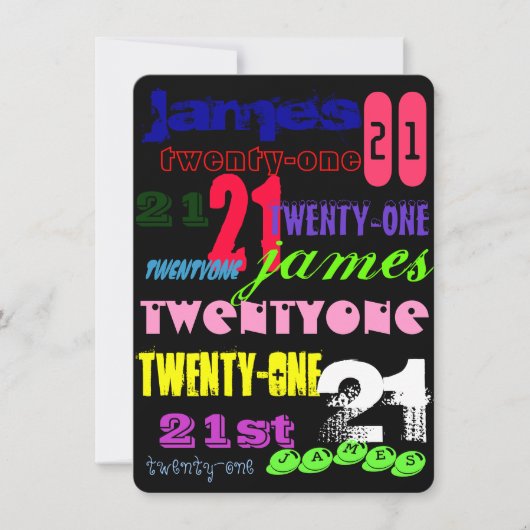 Invitation Graffiti 21ème sur le noir (Devant)