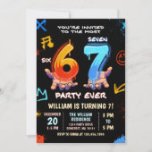 Invitation Graffiti 6 7 Meme Trend Six Seven Birthday Party (Devant)