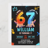 Invitation Graffiti 6 7 Meme Trend Six Seven Birthday Party (Devant)