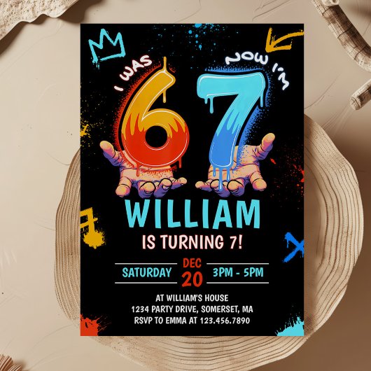 Invitation Graffiti 6 7 Meme Trend Six Seven Birthday Party