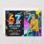 Invitation Graffiti 6 7 Meme Trend Six Seven Birthday Photo (Devant)