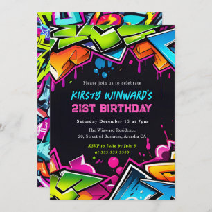 Invitation Graffiti Art de rue moderne 21e anniversaire
