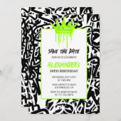 Invitation Graffiti Black Green 30e anniversaire Enregistrer (Devant / Derrière)