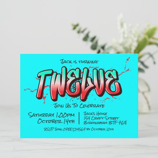 Invitation Graffiti Clair Douze (Debout devant)