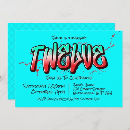 Invitation Graffiti Clair Douze (Devant / Derrière)