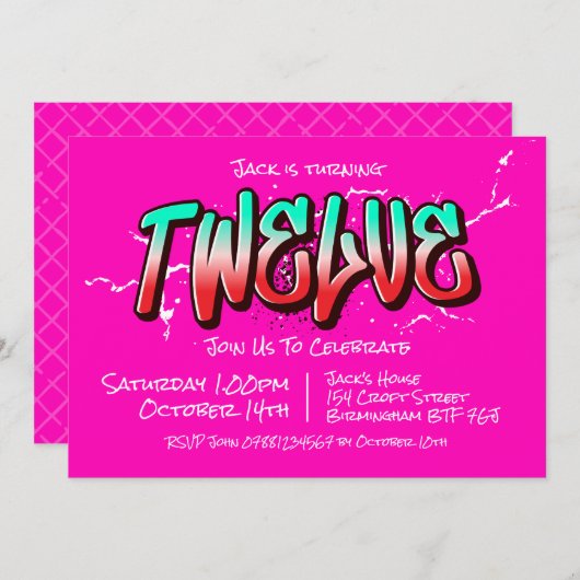 Invitation Graffiti Clair Douze (Devant / Derrière)