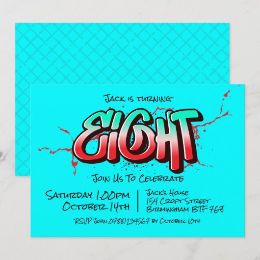 Invitation Graffiti Clair Huit (Devant / Derrière)