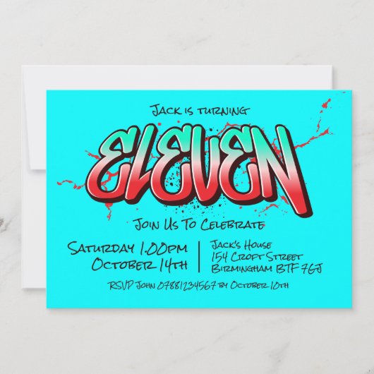 Invitation Graffiti Clair Onze (Devant)