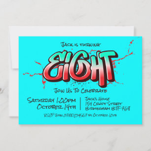 Invitation Graffiti Clair pour Huit Ans