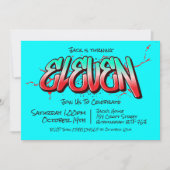 Invitation Graffiti Clair pour Onze Ans (Devant)