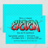 Invitation Graffiti Clair pour Onze Ans (Devant / Derrière)
