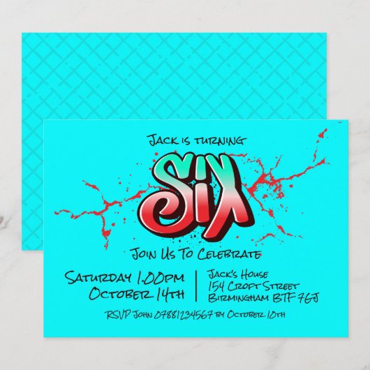 Invitation Graffiti Clair Six (Devant / Derrière)