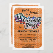 Invitation Graffiti cool Art 12e anniversaire fêter l'invitat (Devant / Derrière)