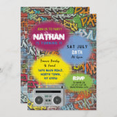 Invitation Graffiti Fête d'anniversaire Artisanat Spray Peint (Devant / Derrière)
