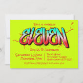 Invitation Graffiti Lumineux Onze Ans (Devant)