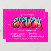 Invitation Graffiti Lumineux Onze Ans (Devant / Derrière)