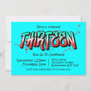 Invitation graffiti lumineux treize