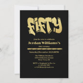 Invitation Graffiti moderne Black Gold Hommes 50e anniversair (Devant)