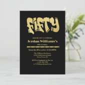 Invitation Graffiti moderne Black Gold Hommes 50e anniversair (Debout devant)