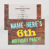 Invitation Graffiti murale en briques inspirés 6e anniversair (Devant / Derrière)