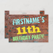 Invitation Graffiti muraux de briques inspiré 11e anniversair (Devant / Derrière)