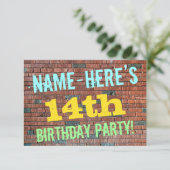 Invitation Graffiti muraux de briques inspiré 14e anniversair (Debout devant)