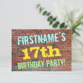 Invitation Graffiti muraux de briques inspiré 17e anniversair (Debout devant)