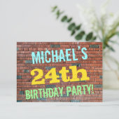 Invitation Graffiti muraux de briques inspiré 24ème anniversa (Debout devant)