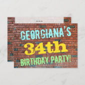 Invitation Graffiti muraux de briques inspiré 34ème anniversa (Devant / Derrière)