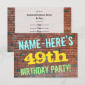 Invitation Graffiti muraux de briques inspiré 49e anniversair (Devant / Derrière)