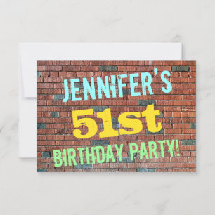 Invitation Graffiti muraux de briques inspiré 51e anniversair