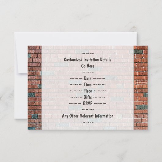 Invitation Graffiti muraux de briques inspiré 56ème anniversa (Dos)